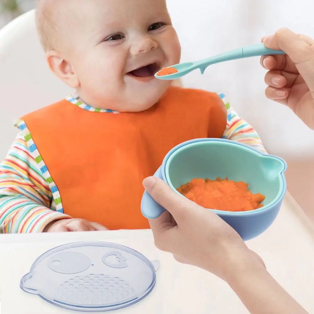 

Portable FeedingTableware With Lid Grinding Bowl Toddlers Double Complementary Food Bowl Children's Feeding Tool