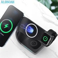 2021 new magnetic 4 in 1 wireless charger for iphone 12 pro max mini airpods iwatch fast charging qi wireless charger station