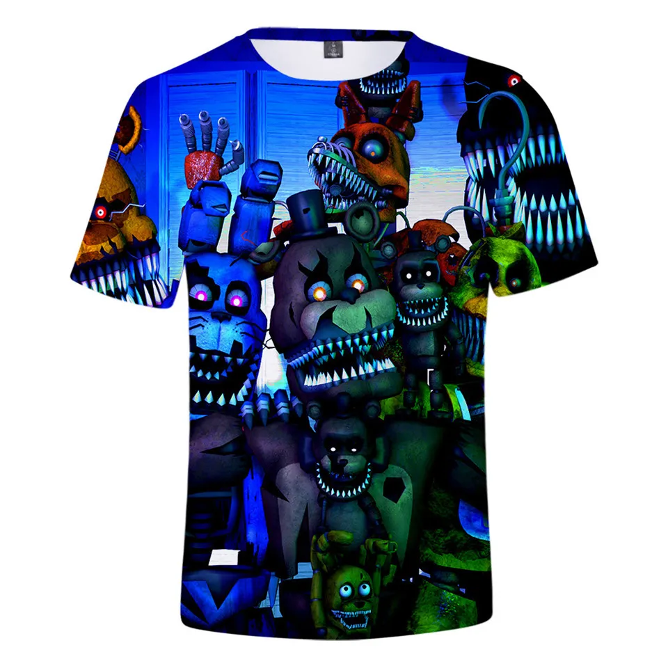 Fnaf/футболка с 3D принтом Новинка года, футболка FNAF для мальчиков летняя уличная футболка s Five Nights at Freddy's топы с аниме, мужская одежда