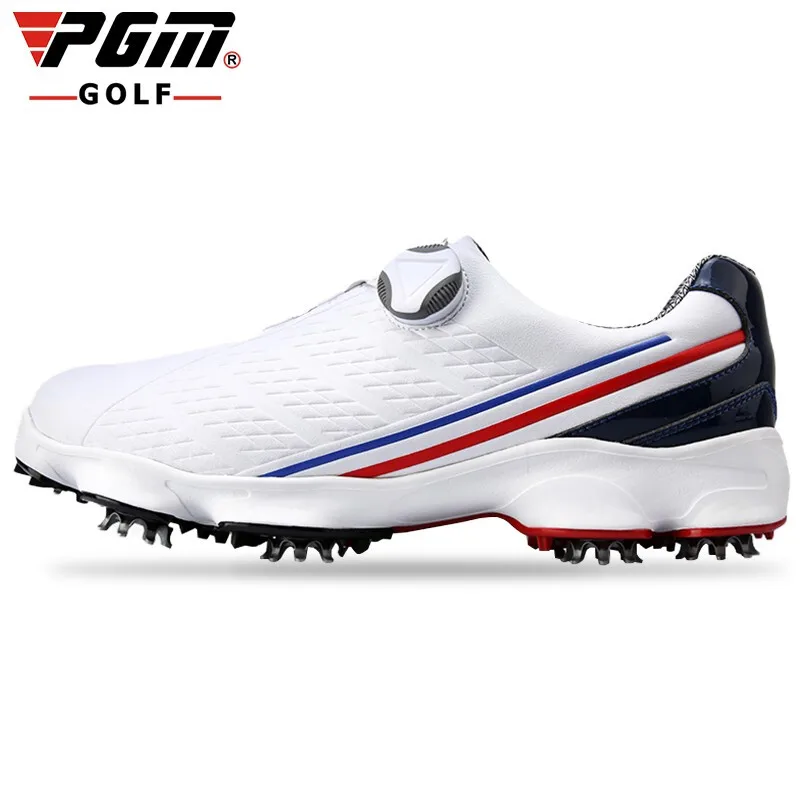 PGM Golf Men's Spikes Shoes Wide Bottom Spin Knob Buckle Anti-slip Training Sports Tennis Waterproof Sneakers Microfiber Leather