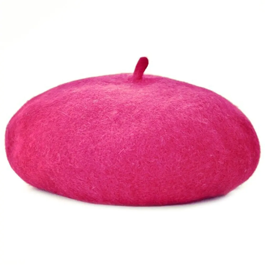 Осенне-зимняя однотонная винтажная Шапка-берет круглая Мягкая шерстяная шапочка