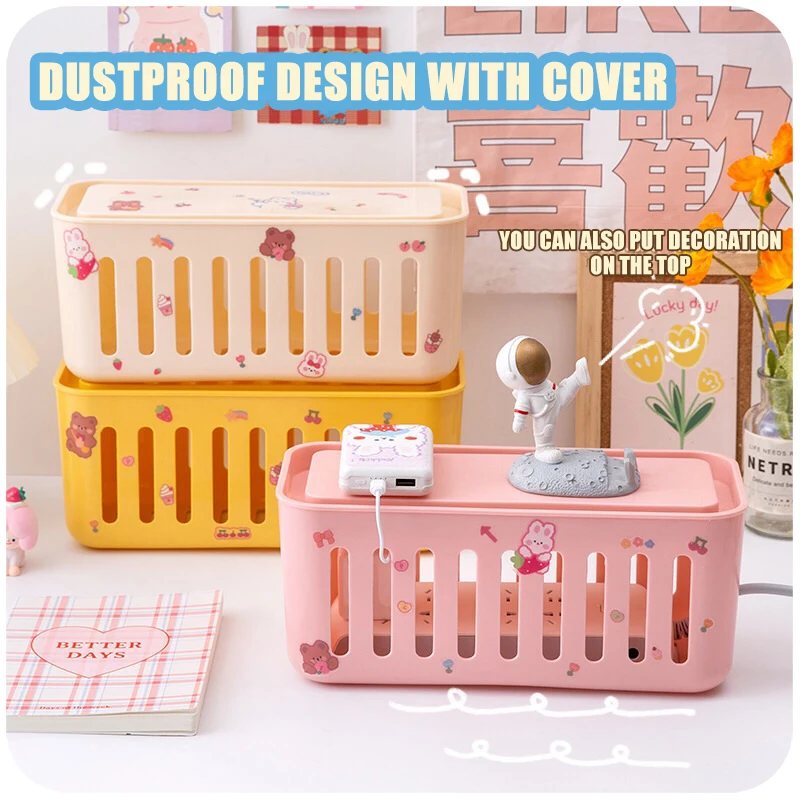

W&G Socket Storage Box Desktop Organizer for Data Cable Socket Power Strip Power Cord Household Organizer Charger Cover Box