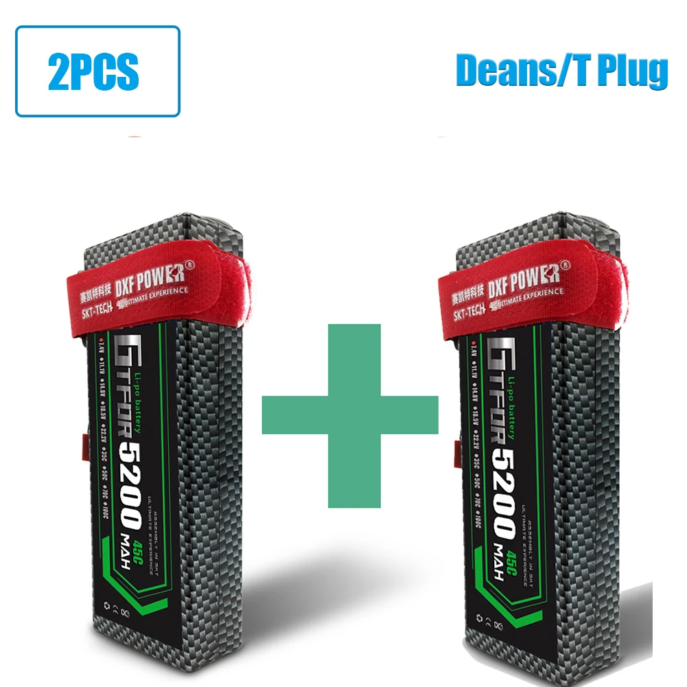 GTFDR RC автомобиль Lipo батарея 2 шт 7,4 V 5200mah 45C жесткий чехол Bateria Lipo для багги Truggy Evader BX TRX trx4 SCX10 RC SUV - Цвет: 2PCS5200MAHHARDDEAN