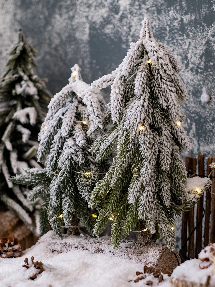 

Christmas small cedar Christmas tree holiday desktop ornaments Christmas decorations window coffee area atmosphere props plants