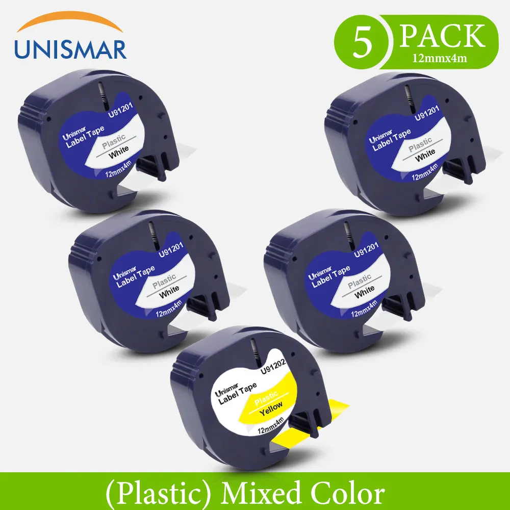 

Unismar 3/5PK Multiple Color 91201 91202 Compatible for DYMO LetraTag LT 100H Label Maker 12mm*4m for DYMO LT Printer Ribbon