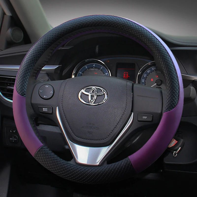 

for Toyota All Models MarkX Altis Crown Estima Camry Corolla Car Leather Steering Wheel Cover 15 Inch/38cm Interior Accessories