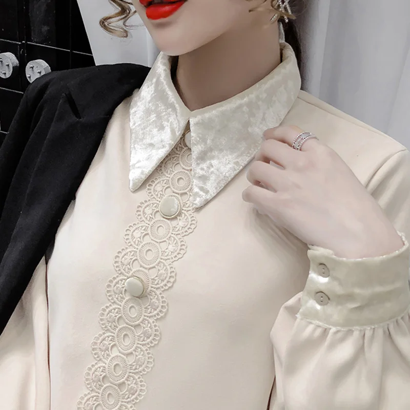 

2020 Korean Style Thick Brushed Autumn Winter Women Blouse Shirt Elegant Loose Women's Shirt Plus Size Female tops