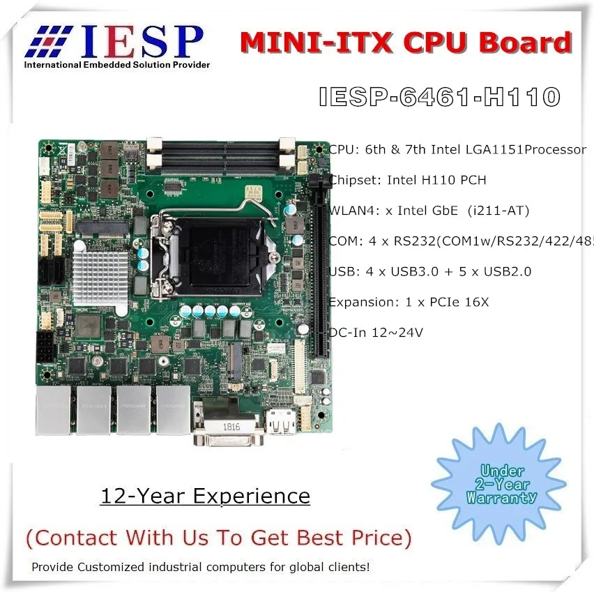 Высокопроизводительная Промышленная материнская плата разъем LGA1151 Core i3/i5/i7 и Pentium