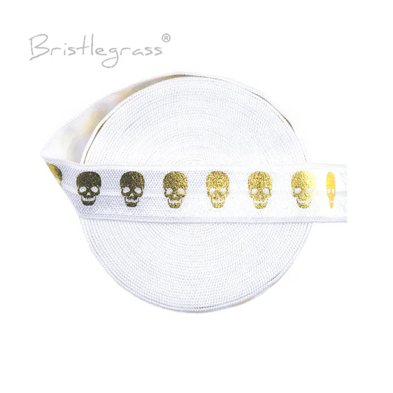 Оптовая продажа 50 ярдов 5/8 дюйма 15 мм Радужный принт в виде черепа из фольги