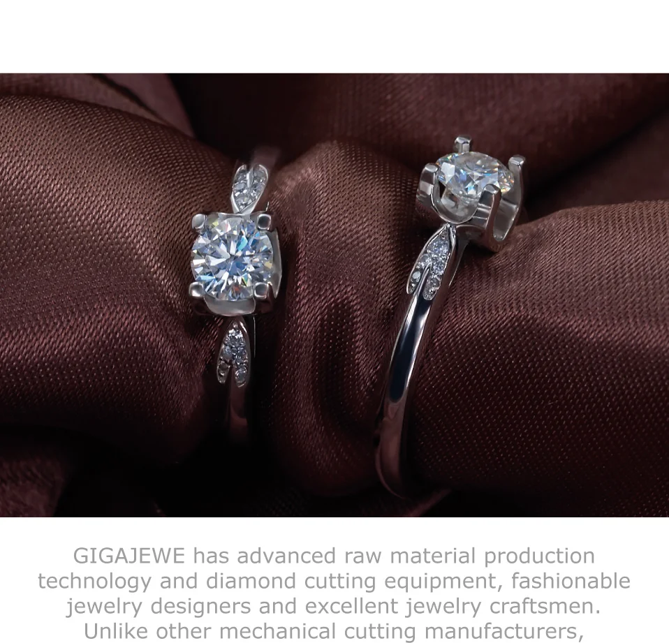 GIGAJEWE Moissanite кольцо 0.5ct VVS1 круглой огранки F цвет Лаборатория алмаз 925 серебряные ювелирные изделия символ любви женщина подружка Ухаживание подарок