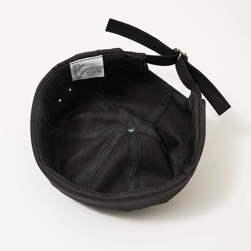 

Japanese Men Women Skullcap Sailor Cap Embroidery Warm Rolled Cuff Bucket Cap Brimless Hat Solid Color Adjustable Cotton Hats