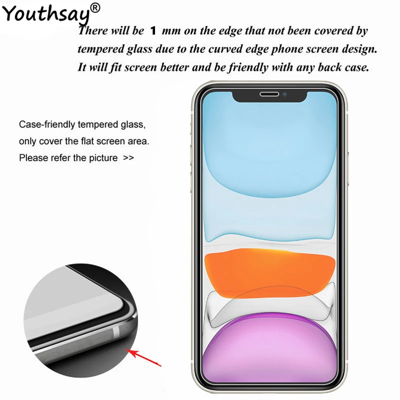 Protector de pantalla de vidrio templado 9H para iPhone 11, Protector de pantalla de vidrio para iPhone 12 Pro Max 12 Mini, 2 uds.-2