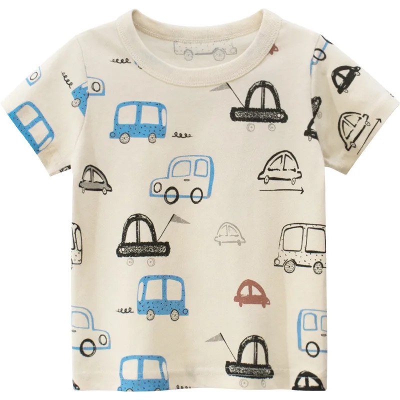 

Baby boy clothes Children T-Shirt Cotton Breathable soft Yellow Cartoon Car sport top kids fashion clothes beach Clothes