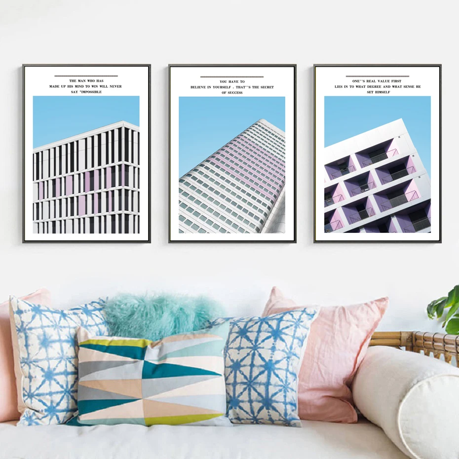 

Nordic Minimalism Architectural Art Posters and Prints Landscape Wall Art Refresh Wall Pictures for Living Room Home Decoration