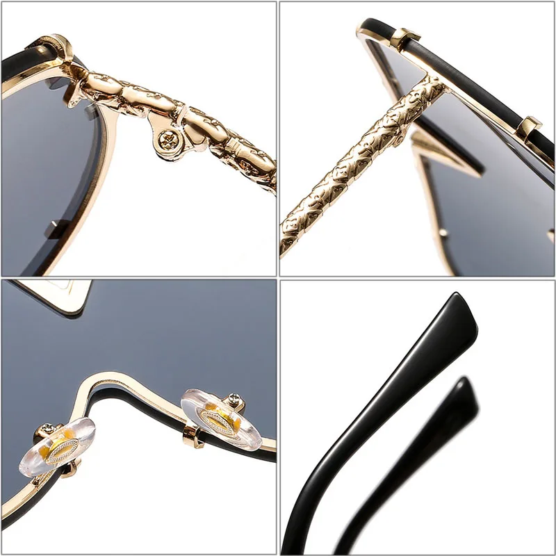 

SO&EI Fashion Oversized One Piece Pilot Sunglasses Women Brand Designer Vintage Men Outdoor Big Shades Goggle UV400 Sun Glasses