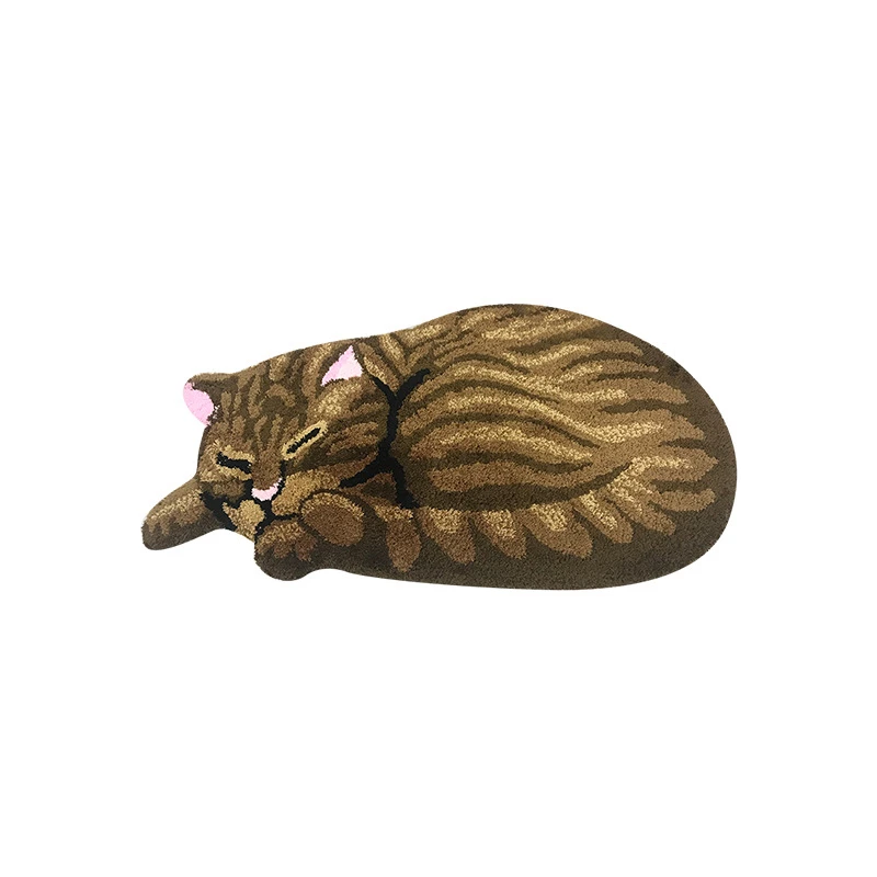 

Polyester Fiber Soft Skin-friendly Non-slip Absorption Brown Quiet And Cute Simulation Cat Kitchen Mat Bedroom Carpet Gift Ideas