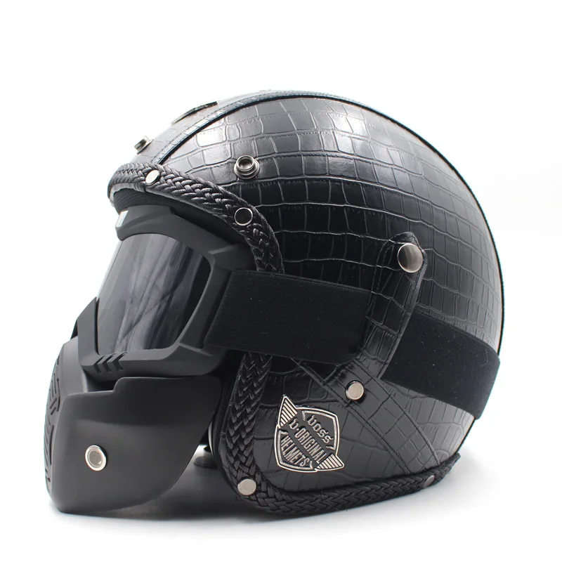 Второй мировой войны стиль открытым лицом Половина кожаный шлем мотоцикл чоппер