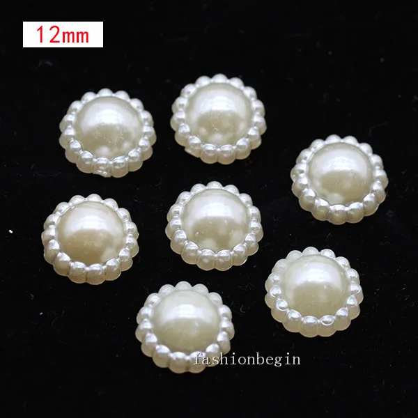 100p 12 lace round Имитация жемчуга цвета слоновой кости для скрапбукинга, украшения для рукоделия, украшения для ногтей, изготовление свадебных открыток, сшитые бусины для одежды, разные формы - Цвет: 100p 12 lace round