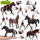 Моделирующая ферма, стабильная модель гонок с черными лошадьми, экшн-фигурки, имитация землерога, фигурка животного, обучающая игрушка для детей