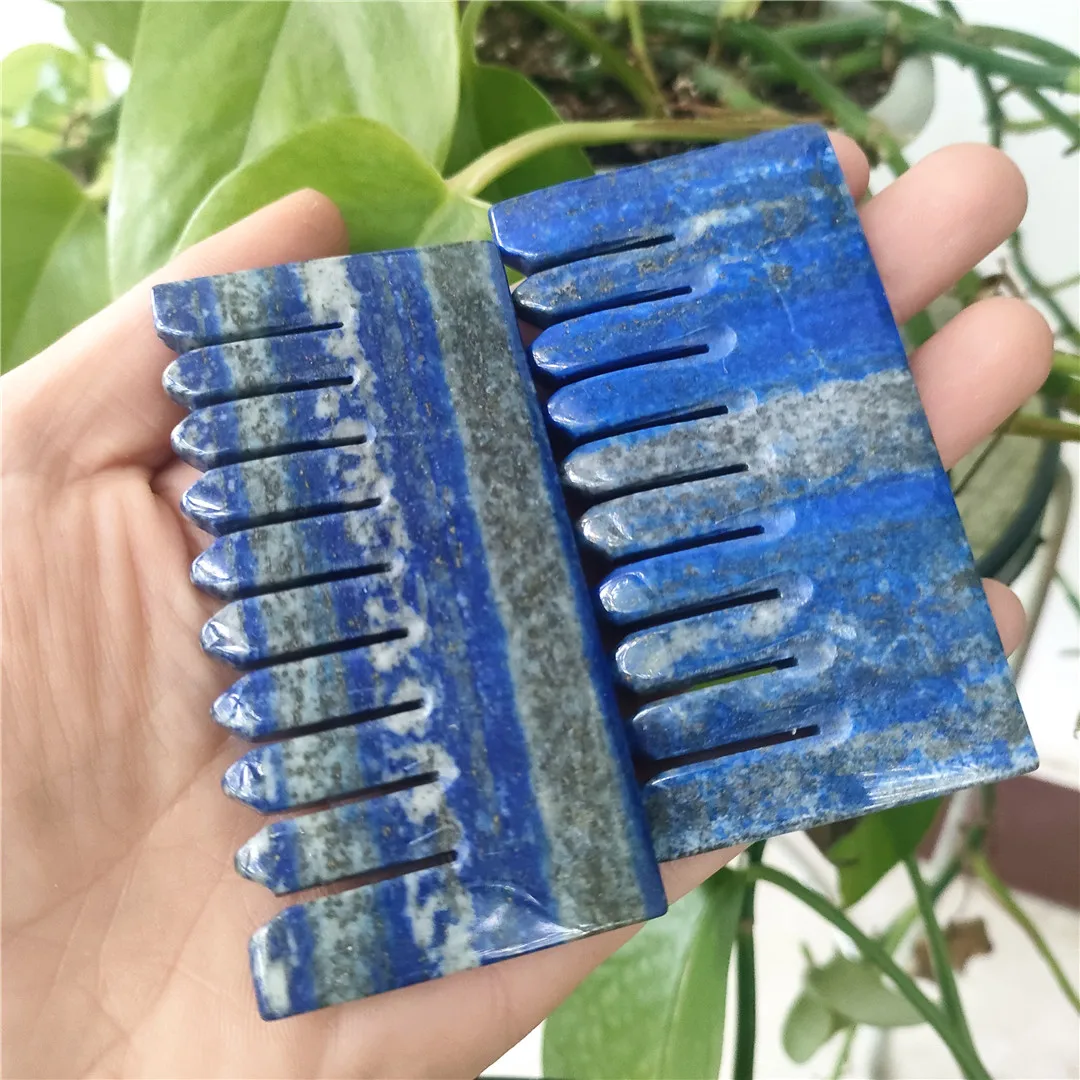 

2 шт. 80 мм 100% натуральные камни лазурит камни резьба расческа массажный мозг для исцеления подарки