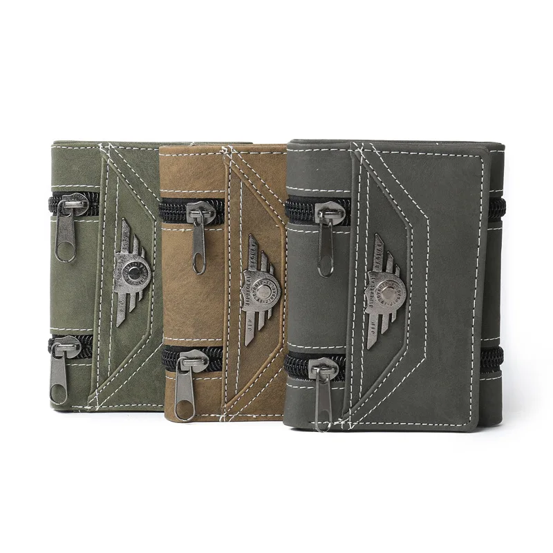 Модный мужской кошелек с заклепками винтажный из искусственной кожи 2021