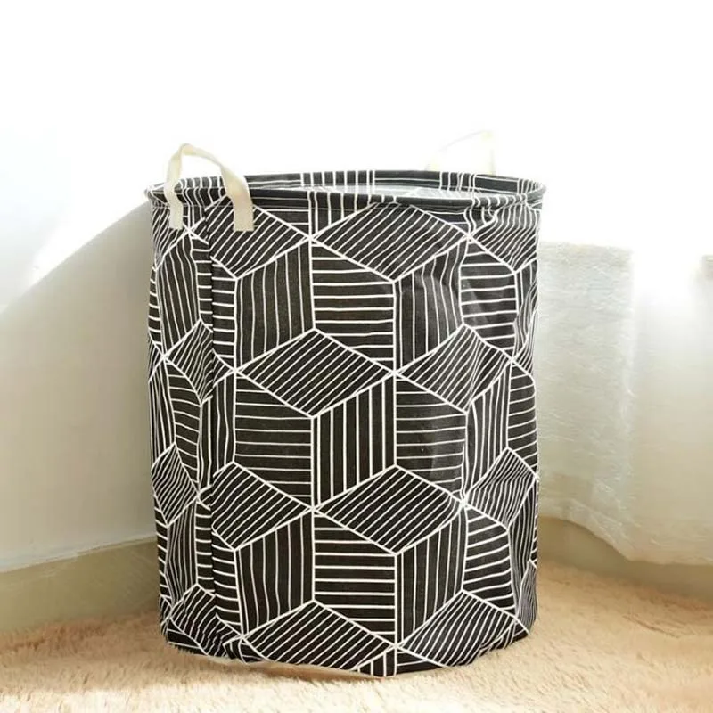 Хлопковая льняная большая белая черная складная корзина для белья игрушечная