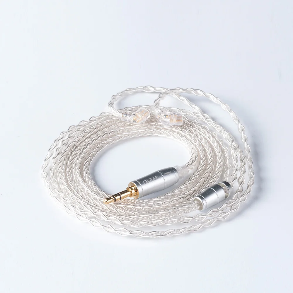 KBEAR 8 Core Upgraded Silver Cable 2pin/MMCX/QDC With 2.5/3.5/4.4 Earphone Cable For ZS10 PRO ZSN/ZSN PRO AS16 ZST