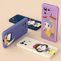 cute cartoon little girl for xiaomi 11 ultra 10t 10 pro lite 9 5g mix 4 3 cc9 luxury liquid silicone soft cover phone case