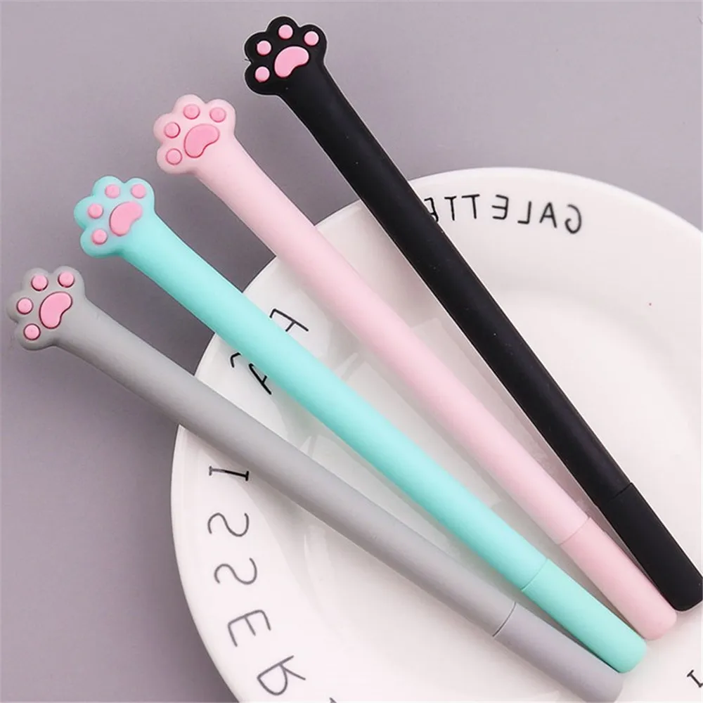 

Cute Cat Paw Soft Slicone Gel Pen Black Ink Pen 0.5mm Signature Rollerball Pen Student Kawaii Stationery School Office Supplies