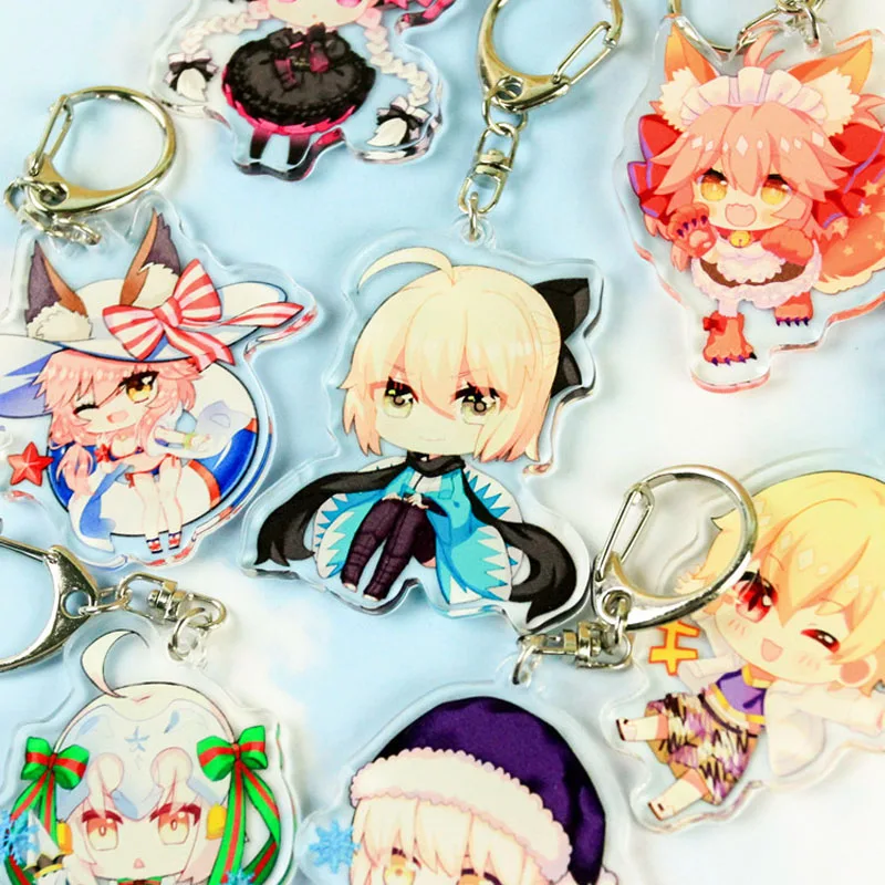 

1 Pcs Cute Anime Fate / Grand Order FGO Keychains Saber Joan of Arc Acrylic Pendant Key Holder Keyrings Figure Toys Gifts