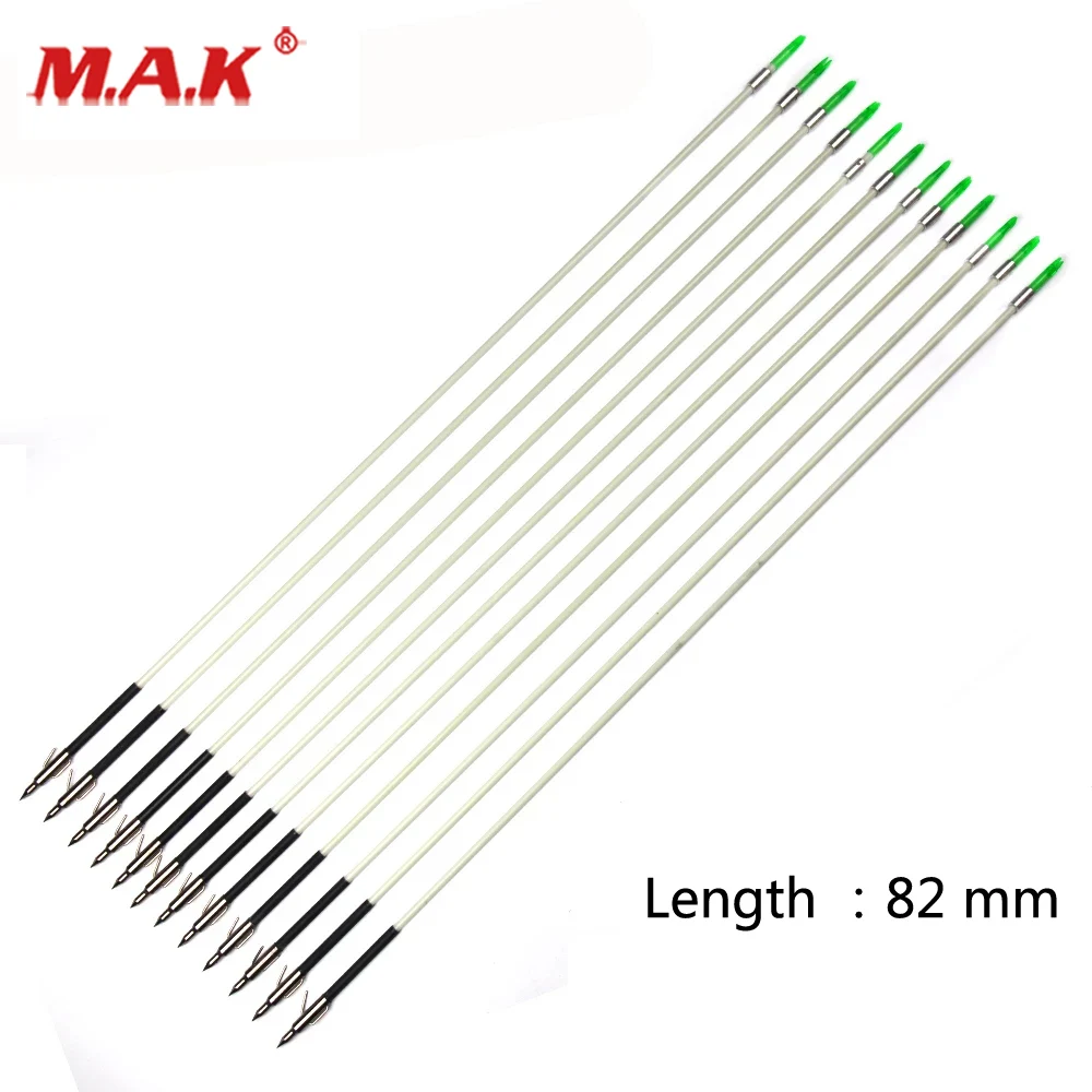 

Length 82 mm Glass Fiber White Shaft Fishing Arrow With Arrow Heads and Safety Slides for Hunting Shooting