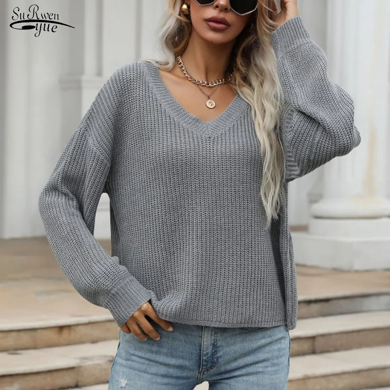 

Vintage Bottoming Pull Femme New Autumn/winter 2021 Women's Long Sleeve Sweaters Solid Knitted Pullover Sweater Women Tops 17983