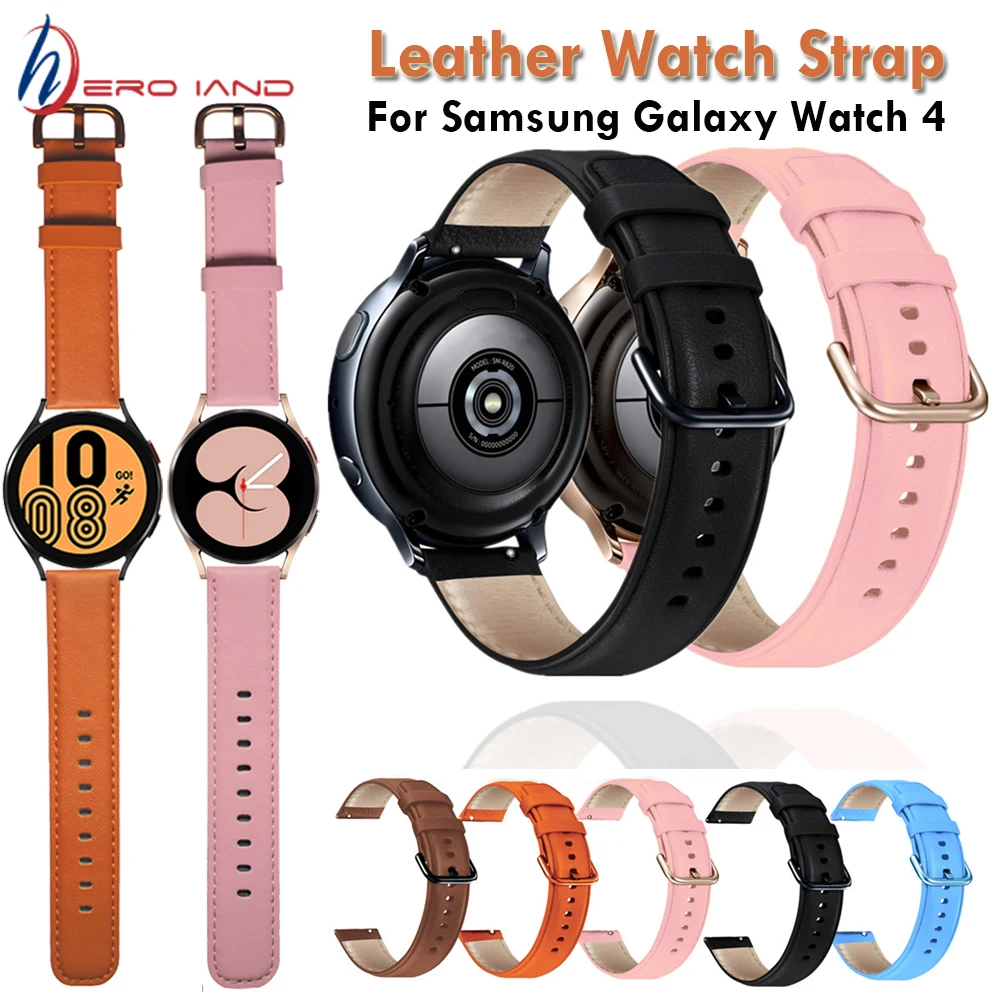 

Leather Band For Samsung Galaxy Watch 4 Active 2 44mm 40mm WristBand Strap 20mm Bracelet Watchband for Galaxy Watch4 Classic 42