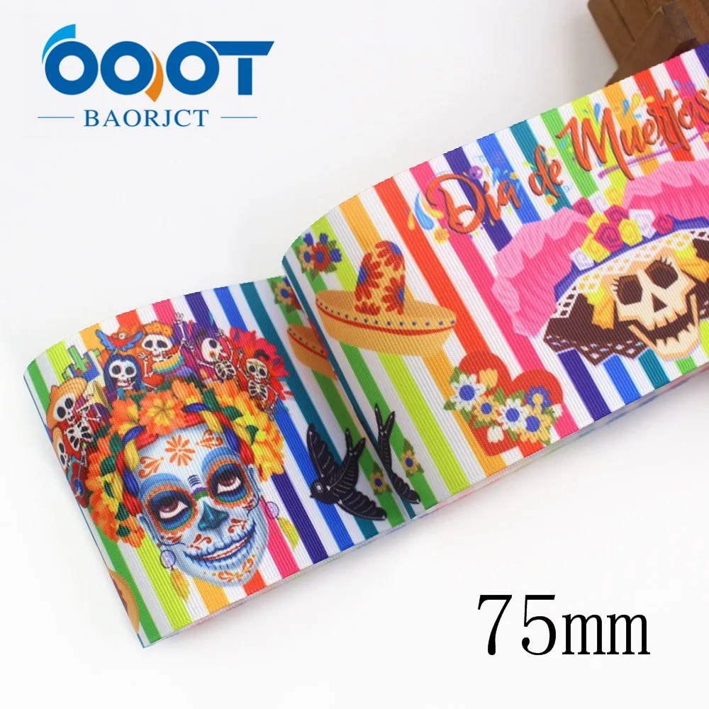OOOT BAORJCT I 19825 1989 75 мм 10 ярдов Хэллоуин термотрансферные печатные корсажные ленты
