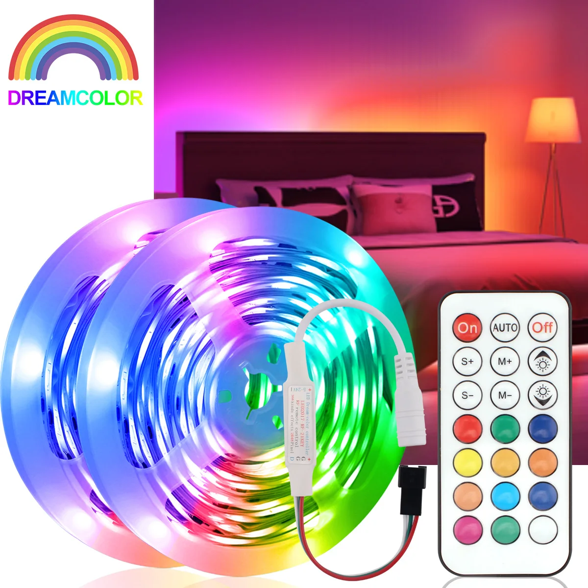 

WS2811 RGB Led Strip Light Similar 5M 10M Individually Addressable with Control Ribbon Neon Light decoration for bedroom square