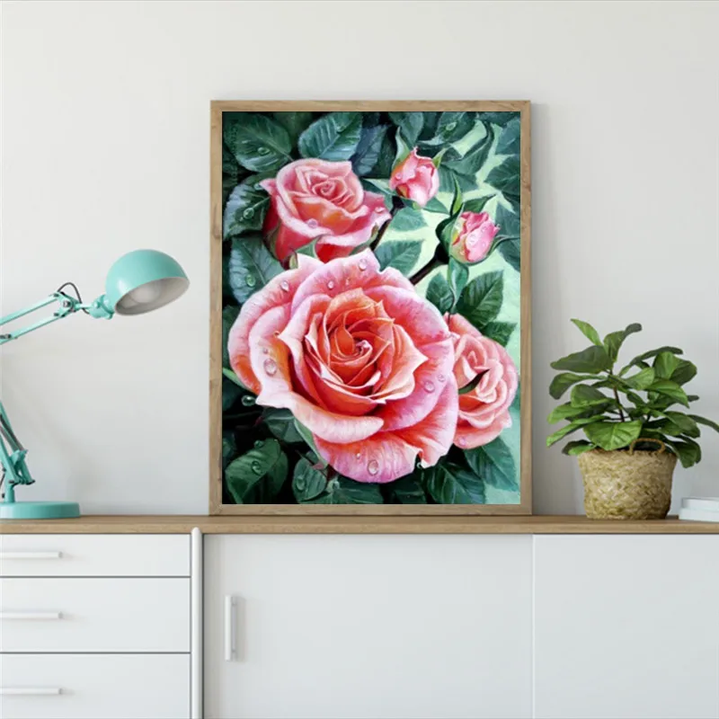 

Diamond Embroidered Rose Needle 5D DIY Diamond Painting Floral Full Round Rhinestone Mosaic Home Decor