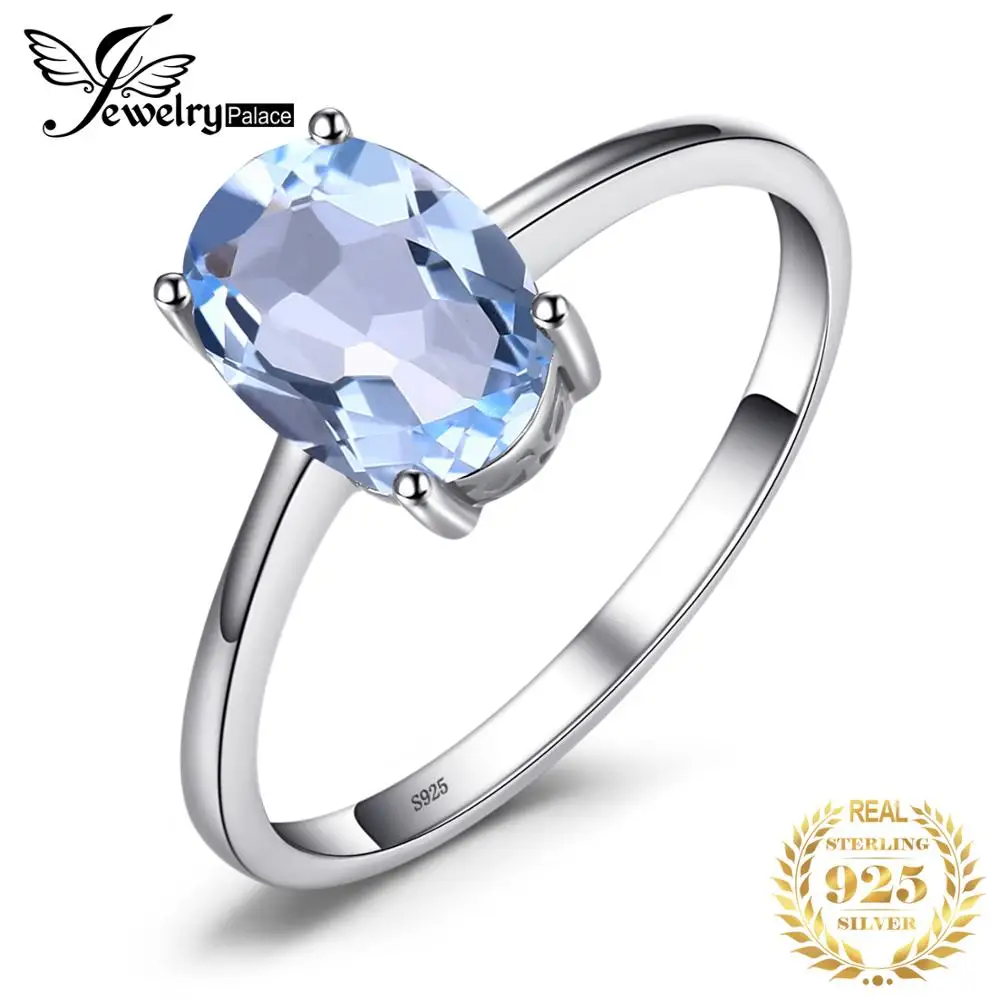 Женское серебряное кольцо с голубым топазом Jewelry Palace обручальное из серебра 925