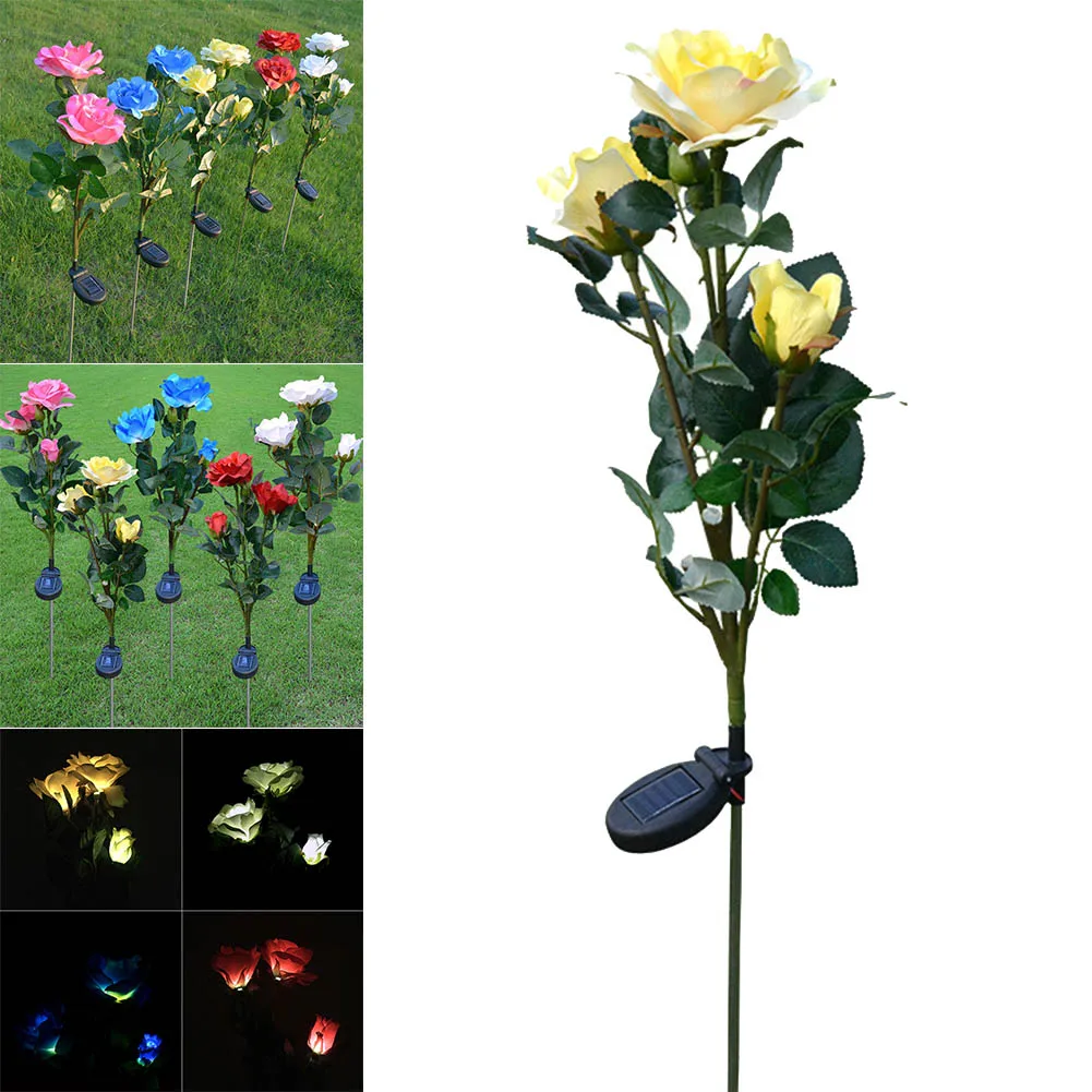 Светодиодный уличный фонарь с солнечными розами для украшения сада заднего