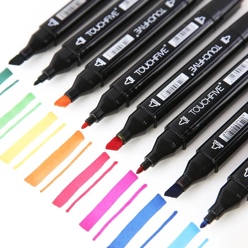 TOUCHFIVE 60 Color Dual Head Art Marker Set Alcohol Sketch Markers Pen for Artist Drawing Manga water color brush | Канцтовары для