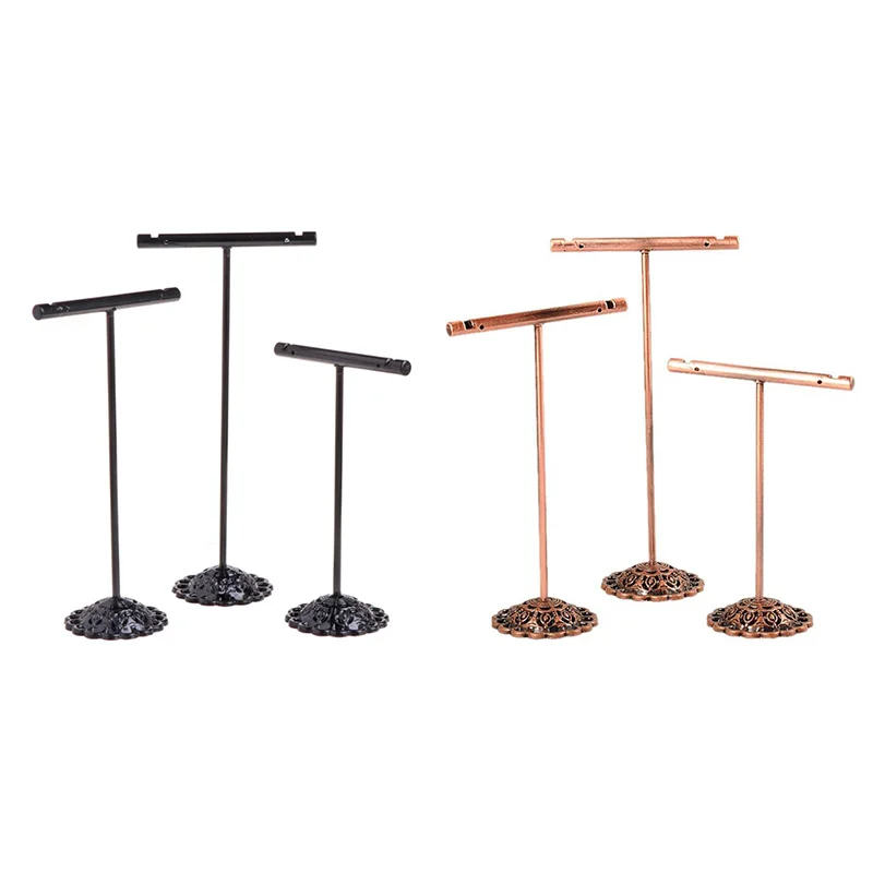 

Portable Earring Jewelry Display Rack Metal Stud Necklace Organizer Ornament T Bar Hanger Showcase Holder Stand