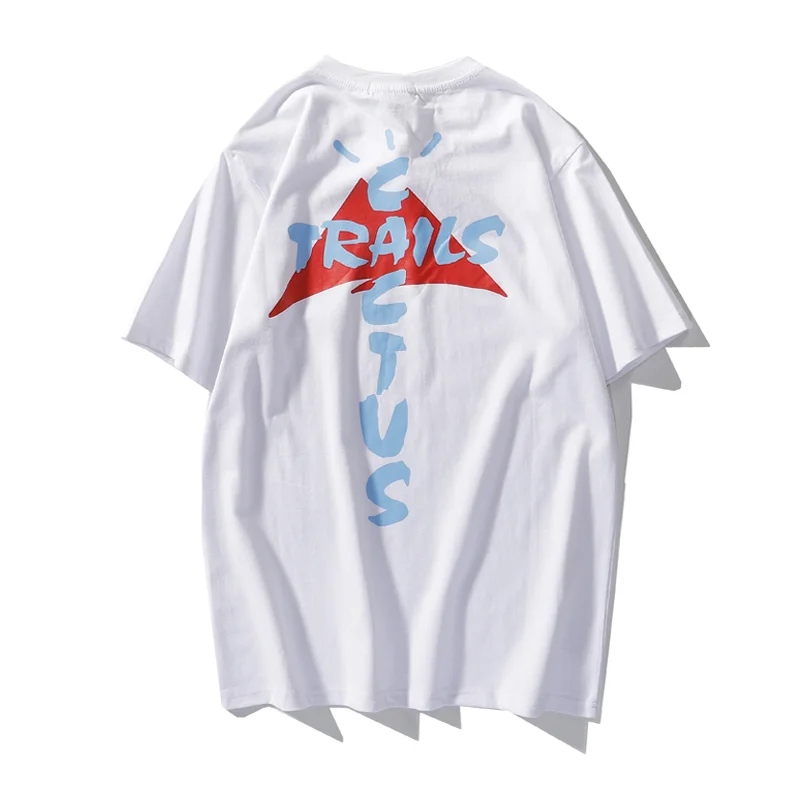

High Street Fashion Travis Scott Short Sleeve T-shirt Men Women 1:1 Best Quality Oversize Top Tees Summer T-shirts Male