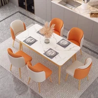 european style modern minimalist rock board light luxury dining table chair combination household apartment rectangular mesa