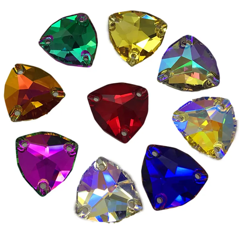 Топ Камень K9 высокое качество пришить кристально чистый AB жир треугольные камни