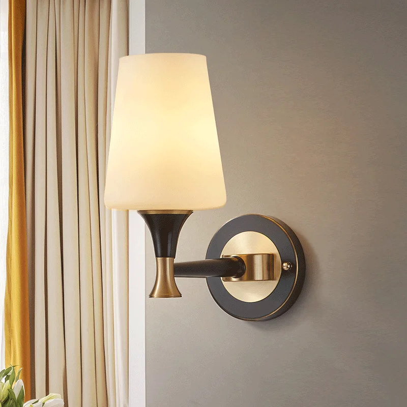 Комнатный настенный светильник для спальни прикроватный медный роскошный фон