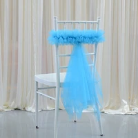 1pcs wedding chair decoration organza chair sashes flower knot band goldbluepinkpurple elastic bow for wedding party banquet