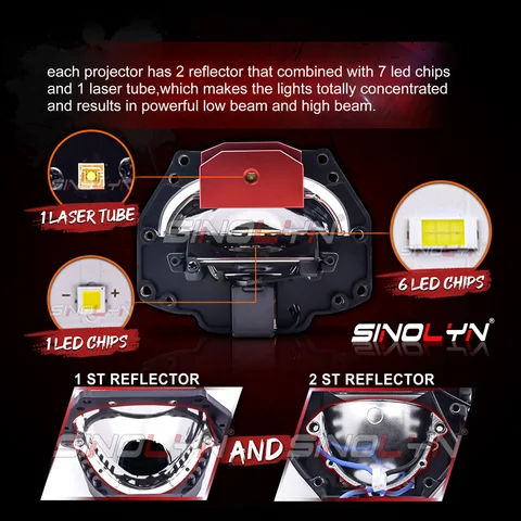 Sinolyn 27300LM, 3-дюймовые гиперболоидные Bi светодиодный линзы, проектор светодиодного лазера линзы проектора для Hella 3R G5, головного света, автомобиля билет линзы лазерные линзы для авто лазерная фара
