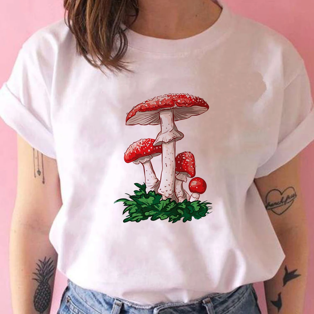

Red Mushroom Graphic Womens T-shirts Popular Exquisite Clothing Tee Creative Hot Sell Exquisite Modern Soft Girl Autumn Top