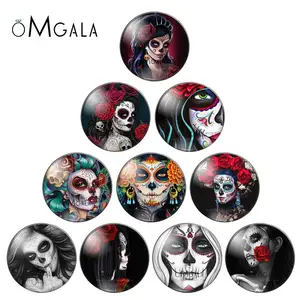 Красивый цветок череп скелет невесты девушки фото стеклянные драгоценные камни кабошон купол демонстрация плоская спина DIY Хэллоуин ювелирные изделия Аксессуары 8-30