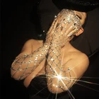 Сценический костюм певица модель ведущая полная Стразы сетчатые перчатки женские платья комбинированные Аксессуары Одежда Drag Queen VDB4219