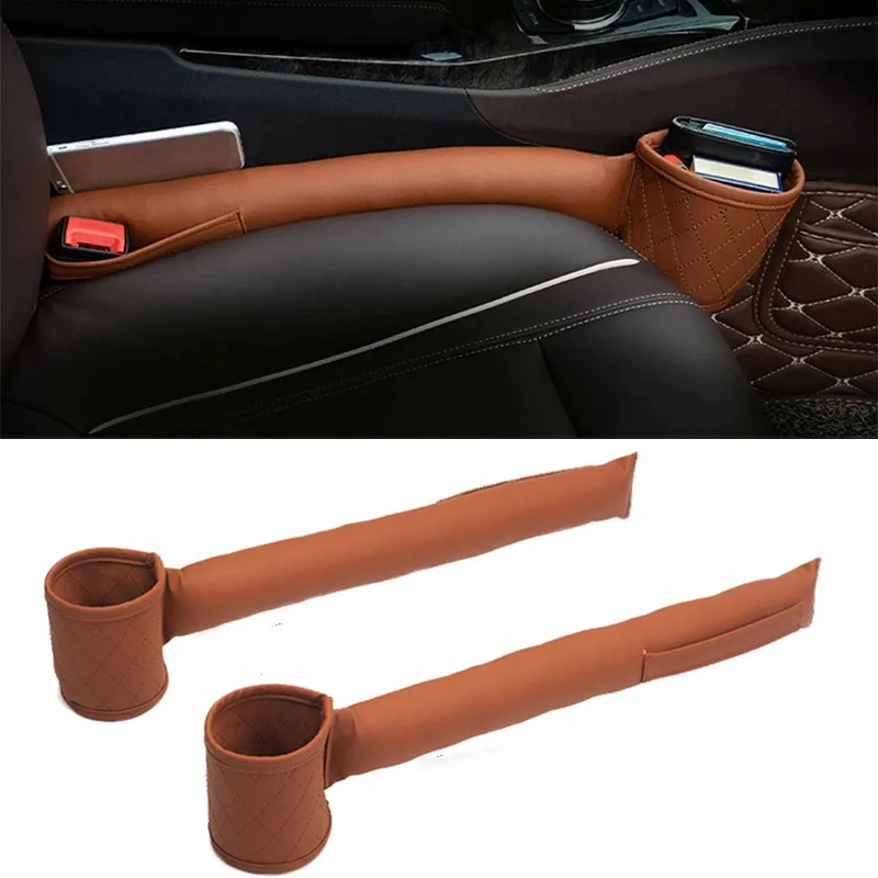 

PU Leather Side Pocket Car Seat Gap Filler Pad for Small Drink Holder Seat Crevice Catcher Stopper for Phone Wallet Keys Coins